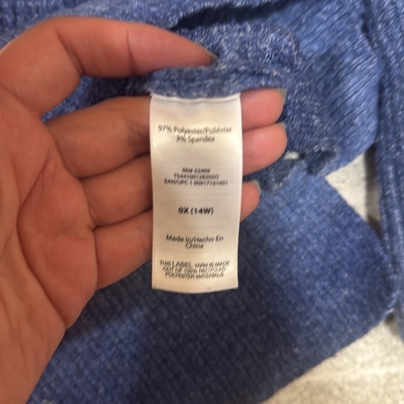 Terra & Sky Plus size Waffle Knit Blue Gradient V-Neck Sweater size 14 - Picture 4 of 7